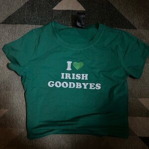 St Patrick’s day Green Crop Top I love irish Goodbyes